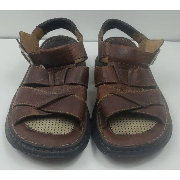 Born Mens 9 M Fisherman Sandals Open Toe Brown Leather Shoes Straps Buckle - Picture 4 of 8